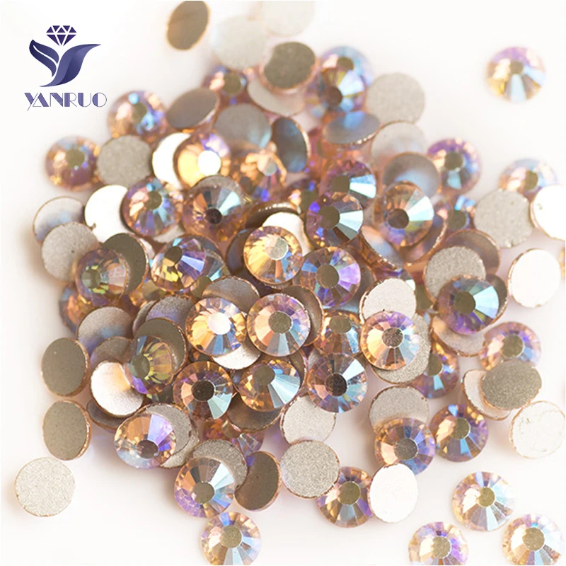 

YANRUO 2058NoHF All Sizes Lt.Peach AB Non Hotfix Strass Rhinestones Flatback Crystal Stones For Clothes Decoration