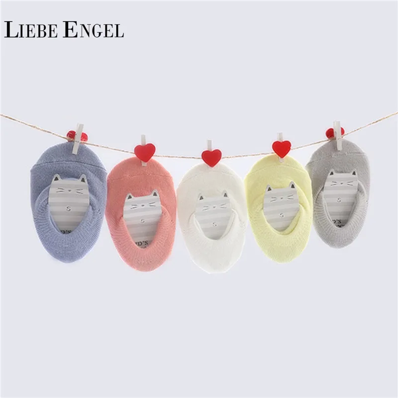 

LIEBE ENGEL 5 Pairs/Lot Hot Sale Summer Baby Socks Cotton Short Anti Slip Ankle Socks For Infant Boys Girls Solid Color