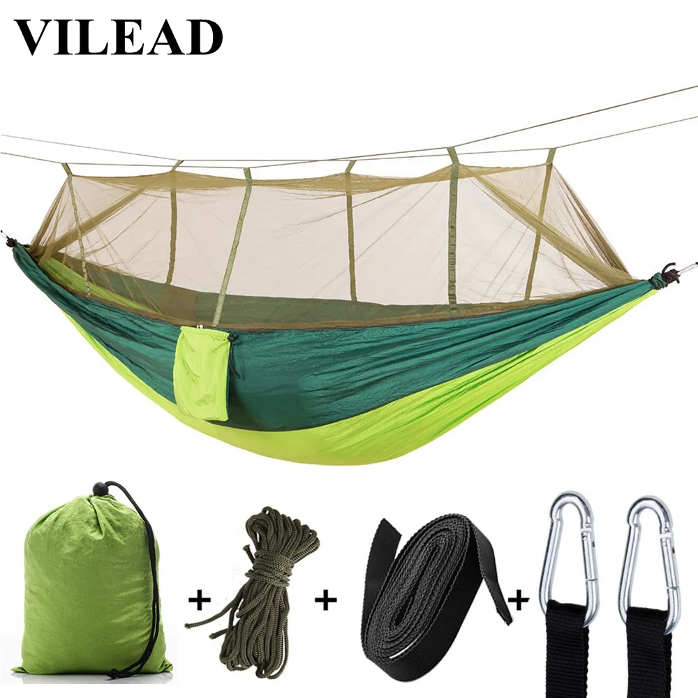 Rede com Mosquito Estável de Alta Vilead Acampamento Portátil Resistência Cavans Pendurado Cama Dormir Caminhadas Berço 260*140 cm