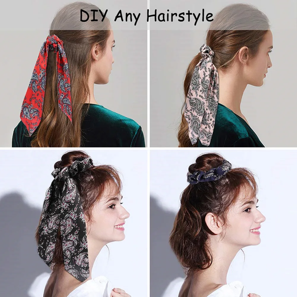 Модные женские резинки для волос с милым принтом, эластичные резинки для волос, банты, шарф для волос, резиновые веревки для волос, аксессуары для девочек