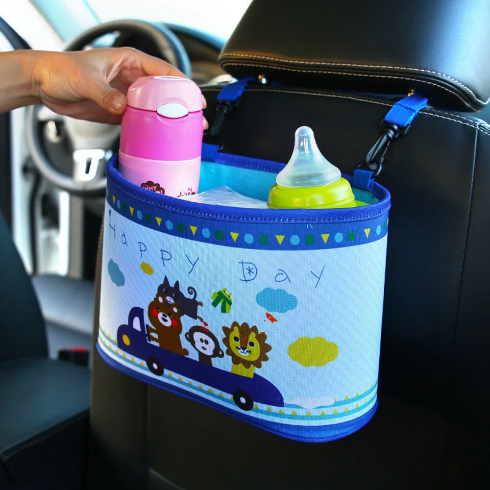 Baby Stroller Bag Creative Car Seat Back Hanging Bag Stroller Organize Multi Compartment Maternity Bag Cartoon Storage Basket