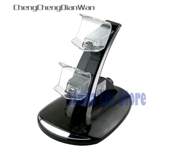

ChengChengDianWan Dual USB Desktop Stand Fast Charger Blue LED Charging Dock Controller charging For PS4 controller gamepad