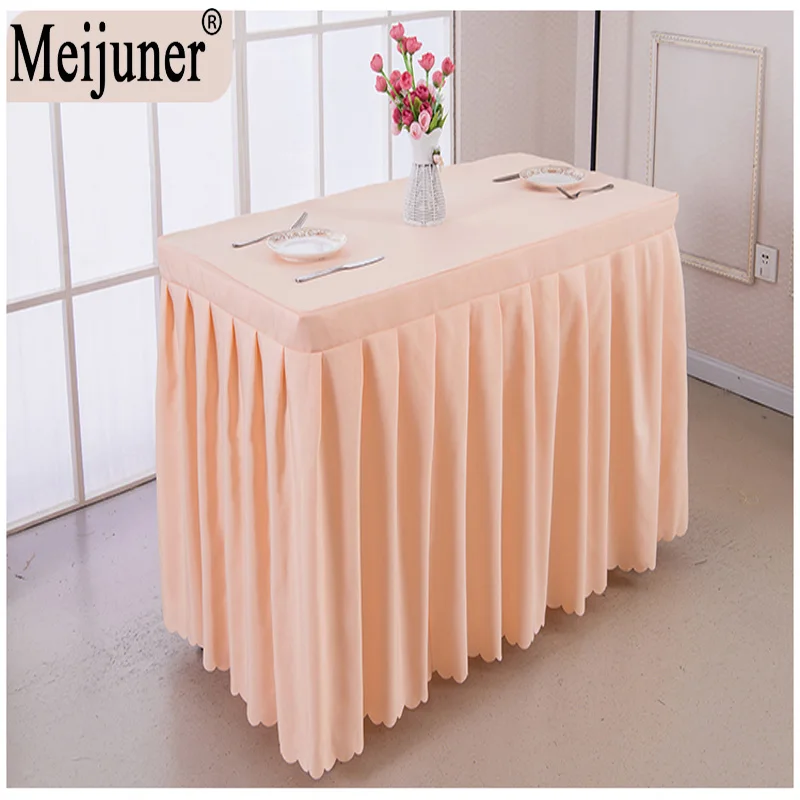 Meijuner 2017 الساخن اجتماعات فندق الجدول تنورة البوليستر الزفاف مأدبة غطاء الطاولة الجدول القماش المنزل