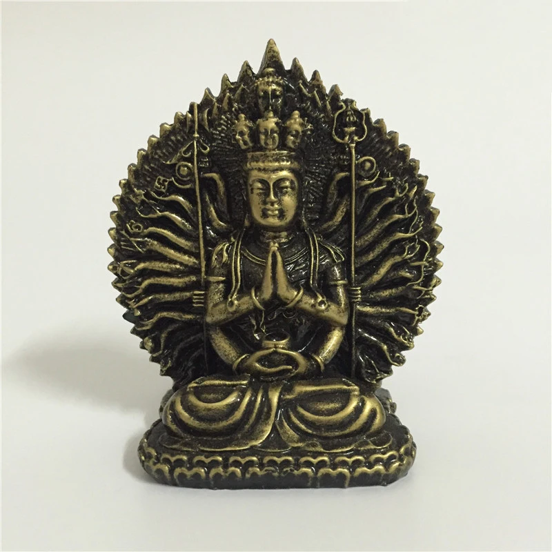 Thousand Hand Guan Yin Bronze Color Statue