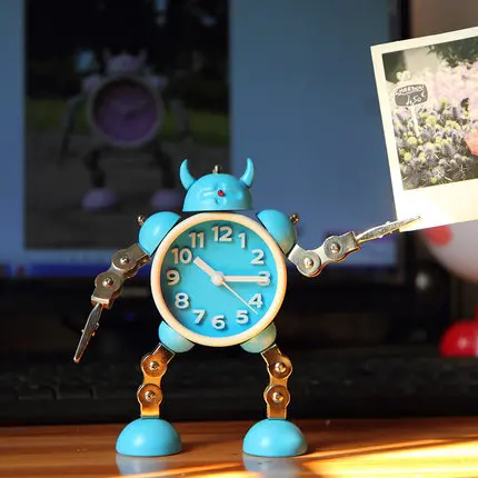  Originality Cartoon Robot Alarm Clock Lovely Children Desk Clock Christmas Gift Student New Year Pe