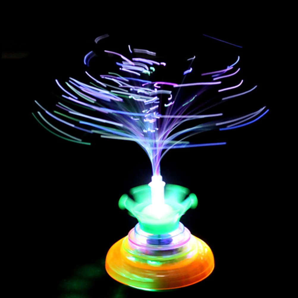 Crown fiber optic flashing music gyro peg top Electric spinning top