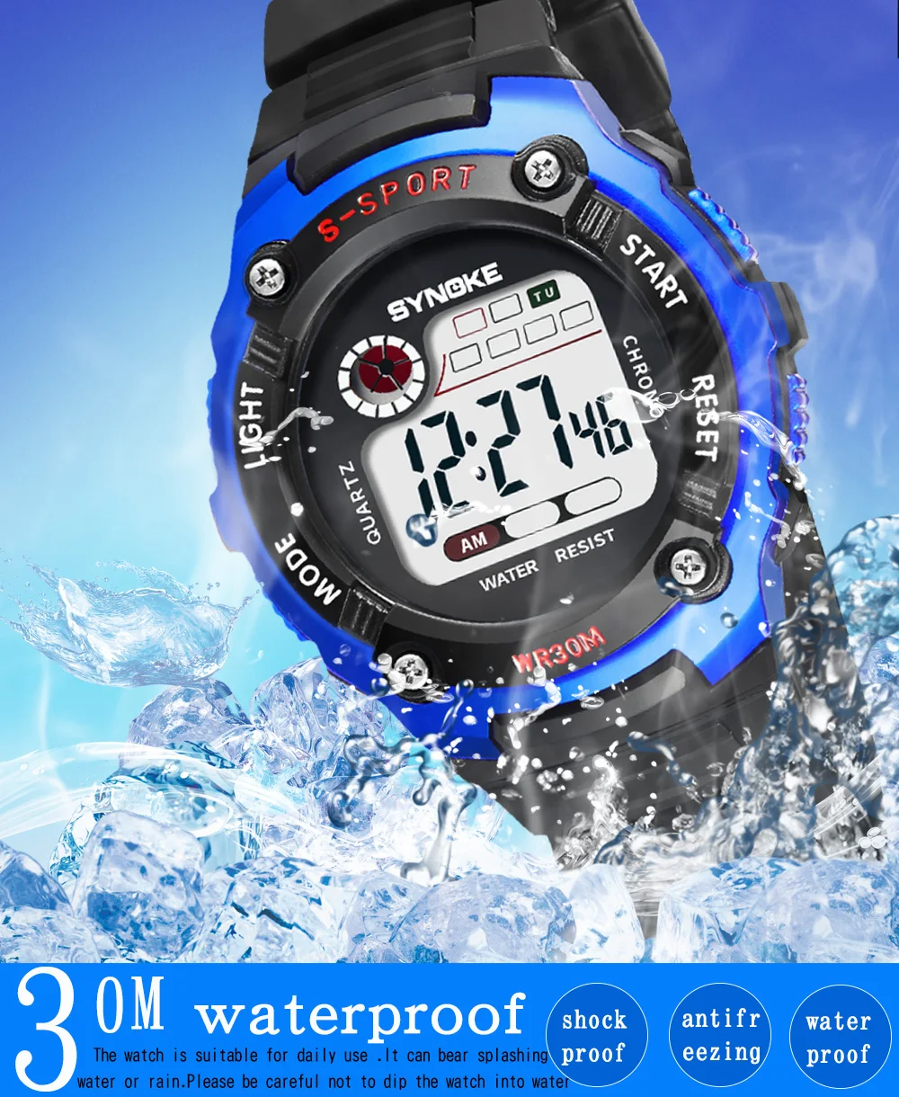 Synoke Новый цифровой детей часы электронные детские спортивные наручные часы цифровые часы для девочек и мальчиков Дети Часы Обувь для