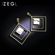 Серьги ZEGL в виде ракушки, Геометрические Квадратные длинные серьги, оригинальные дикие серьги, серьги-кольца для женщин