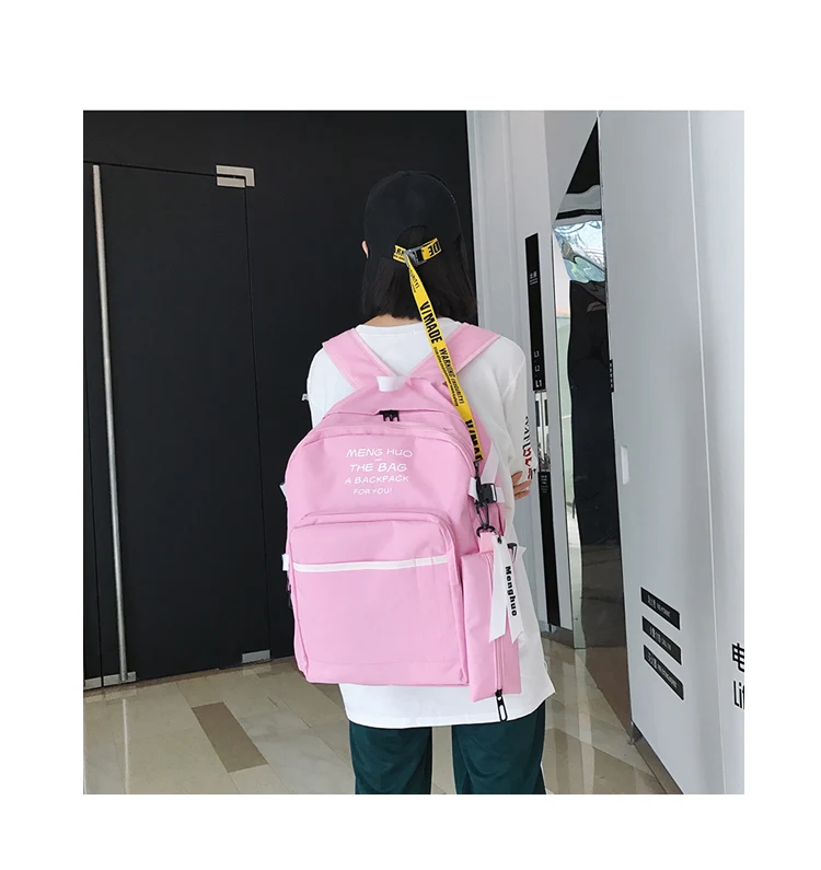 Menghuo 2PCSSet Women Backpacks Panelled Book Bags Preppy Style School Bags for Teenage Girls Composite Backpack Sets Mochila (25)