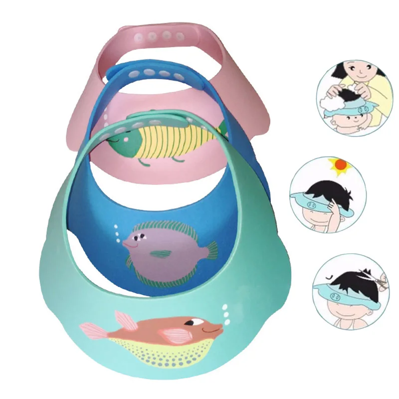 Изменяемая Детская кепка для мытья волос с героями мультфильмов для ванны и душа, защитная детская шапочка для мытья головы 40-55 см