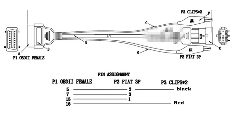 Лучшее качество для Fiat 3Pin to 16Pin OBD/OBDII Автомобильный Диагностический кабель автомобильный разъем Fiat 3 Pin Male to 16Pin