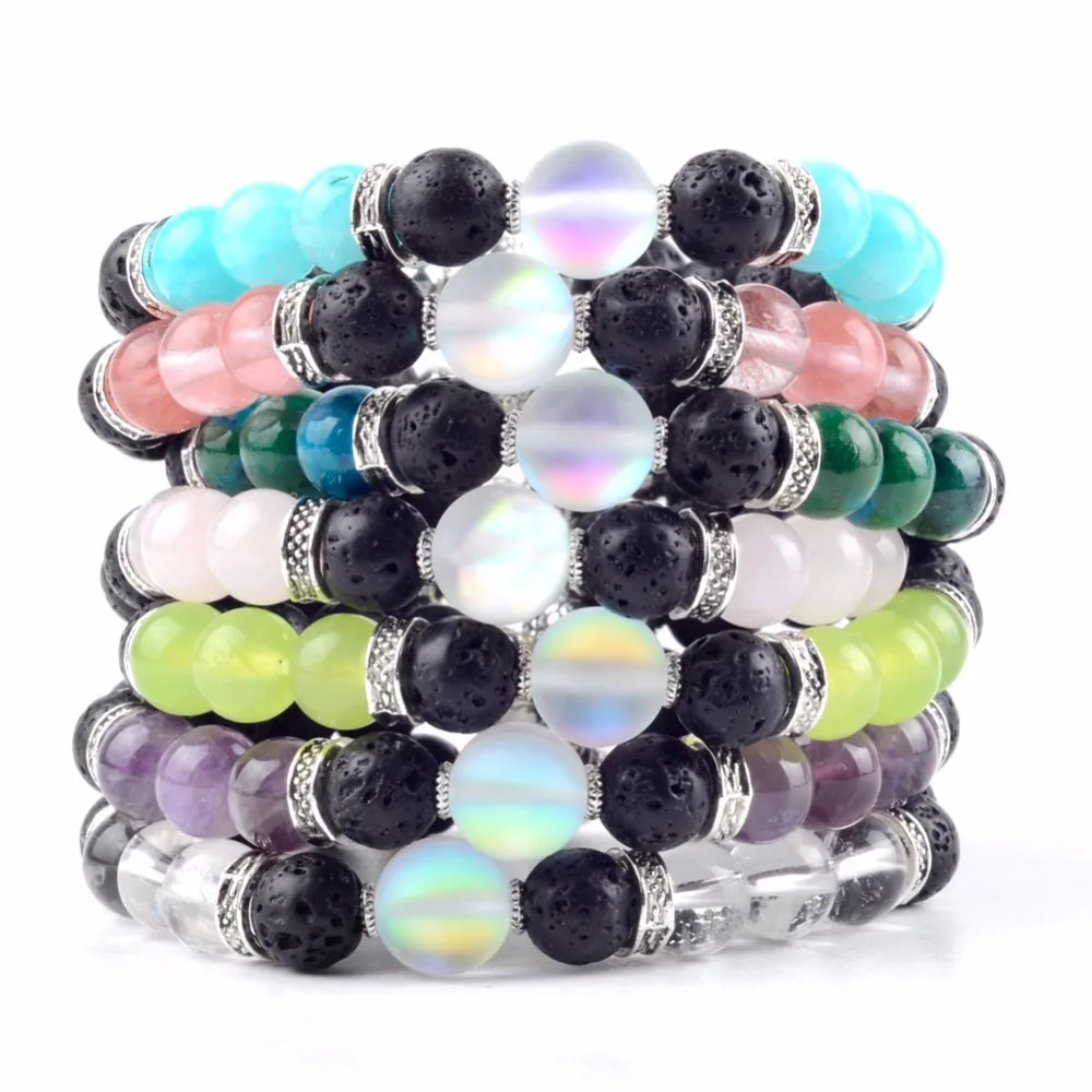 

2018 Fashion Bracelets For Women Jewellery Amethysts Lava Stone Bracelet Men Wristband Jewelry Pulseira Masculina Drop shipping