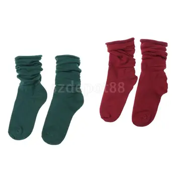 

Fashion Women Socks Candy Colored Cotton Socks Cute Girls Ladies Solid Sock Pile Loose Socks Blackish Green/Burgundy