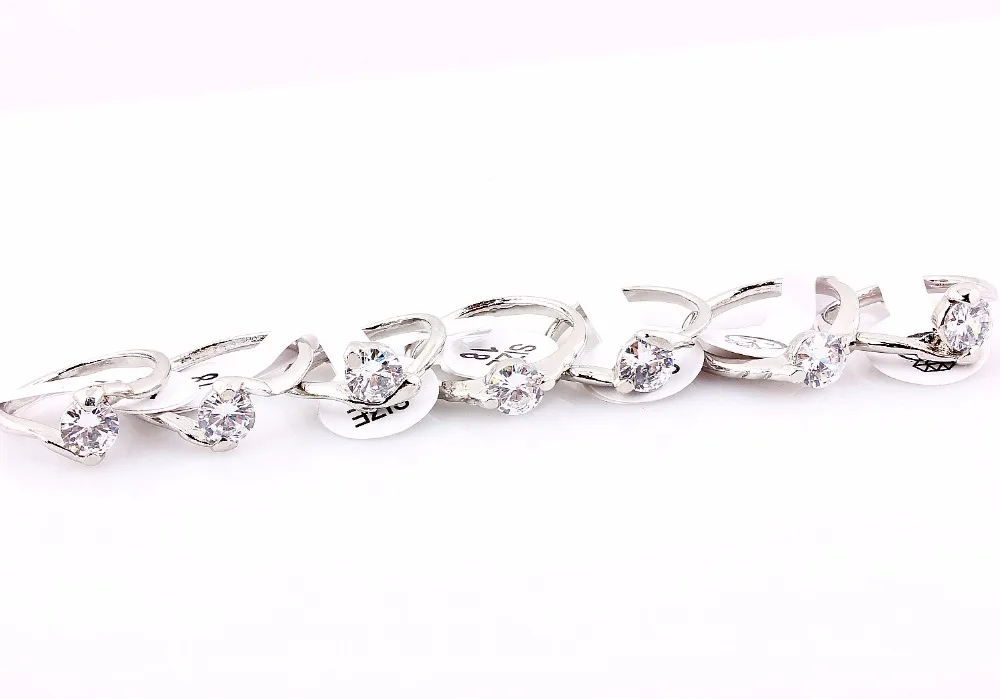 Wholesale Lots Job 20Pcs White Crystal Rhinestone Women Rings Engagement Wedding Party Gift Fashion Jewelry HOT 2