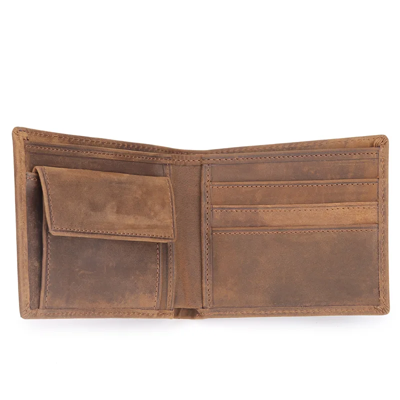 

Foreign trade explosions retro men's crazy horse leather wallet short 2 fold first layer leather wallet 571