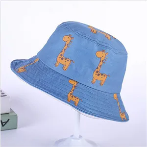 Корейские повседневные Мультяшные милые шляпы с жирафом, летние женские Панамы, шляпы рыбака, новые модные летние шляпы в стиле хип-хоп - Цвет: Синий