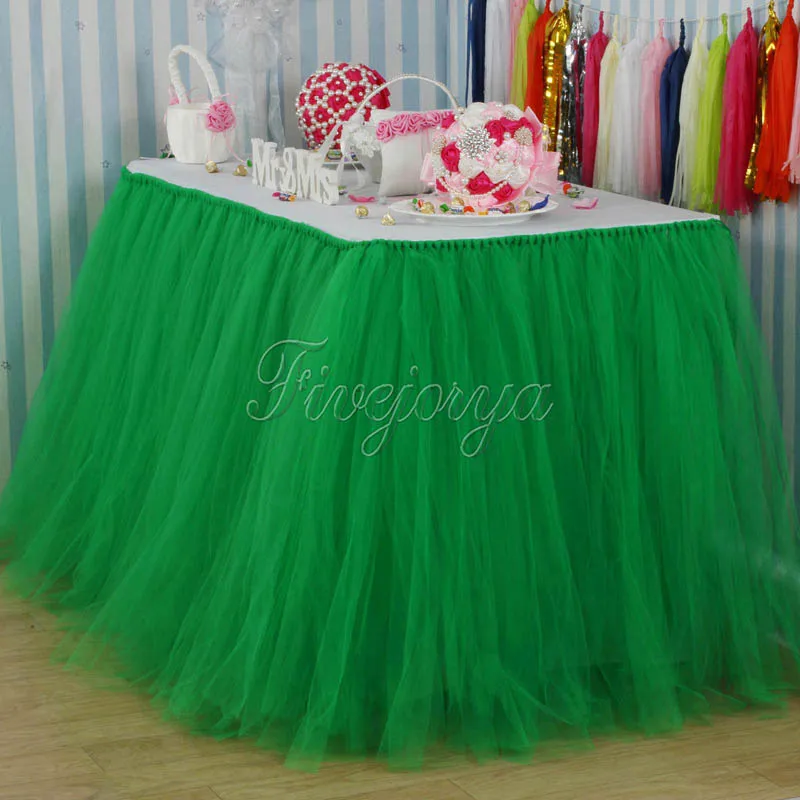 100 см x 80 см Тюлевая юбка-пачка для стола Тюлевая юбка для стола в стране чудес на заказ вечерние украшения для свадьбы, дня рождения - Цвет: green