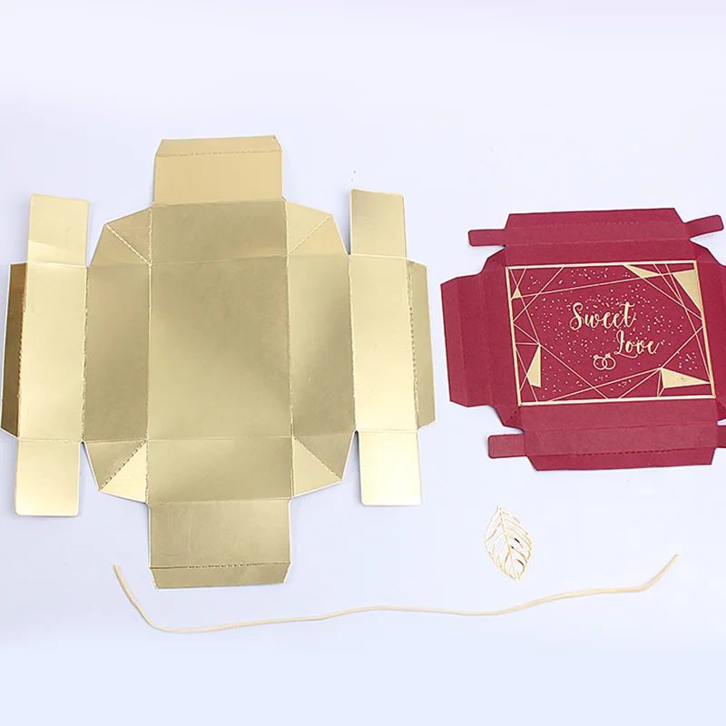 20 шт. Подарочная бумажная коробка День рождения Свадьба День Святого Валентина вечерние Вечеринка бумажная коробка с лентой золотой лист