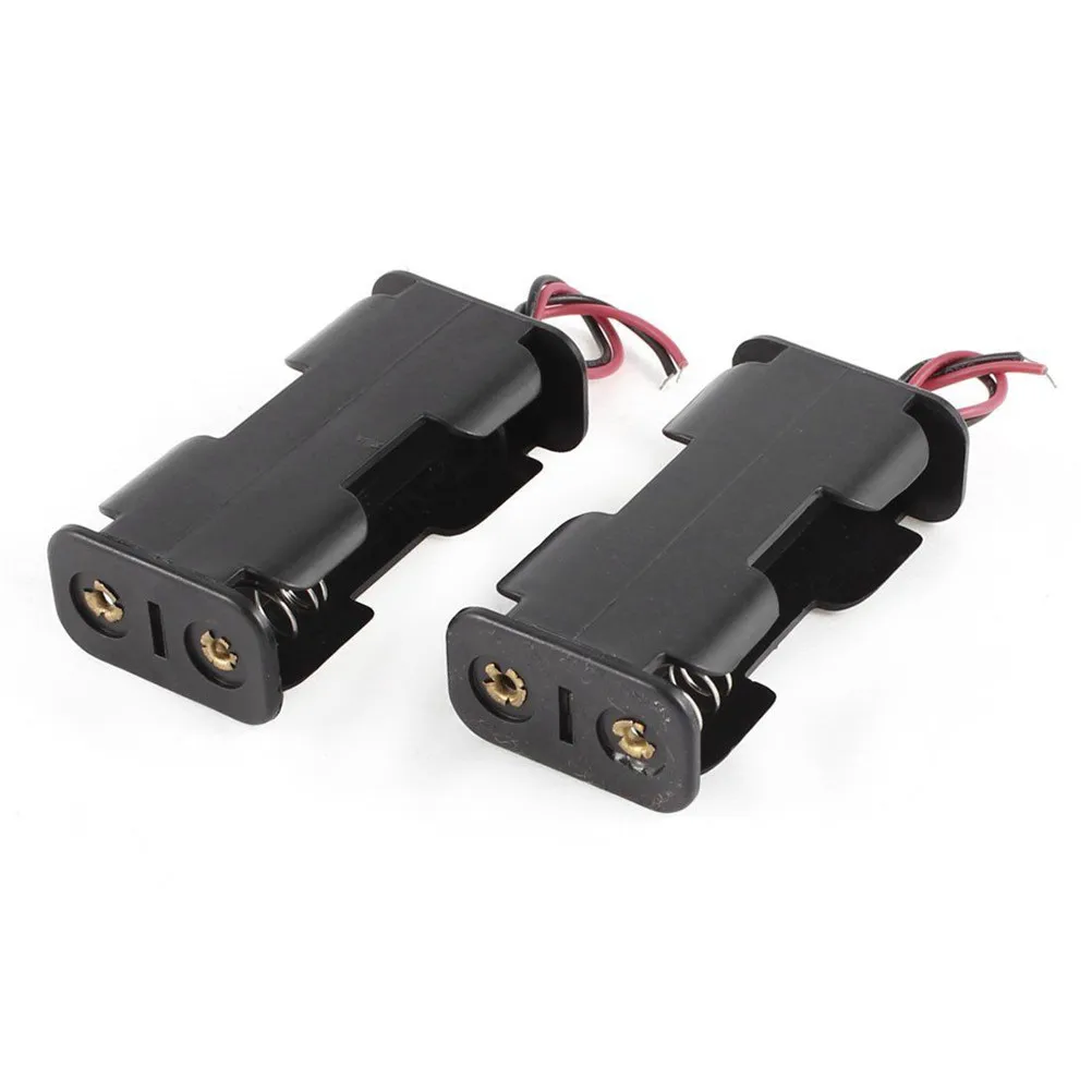 Черный пластиковый чехол для аккумулятора 2 x AAA 3V 5 # с проводным держателем| |