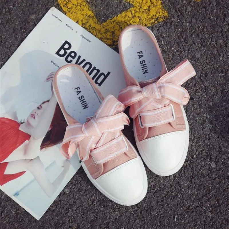 

2019 Spring Women Casual Shoes Breathable Platform Women Sneakers Bow Canvas Shoes White Shoes S-243