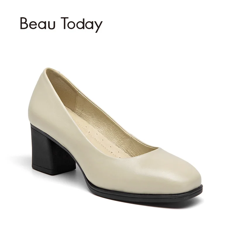 Женские туфли лодочки без застежки BeauToday Офисные брендовые из натуральной яловой