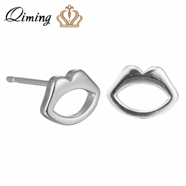 Qiming 2017 New Style Fashion Plain Silver Lips Stud Earrings Fine Qiming 2017 New Style Fashion Plain Silver Lips Stud Earrings Fine Jewelry 925 Sterling