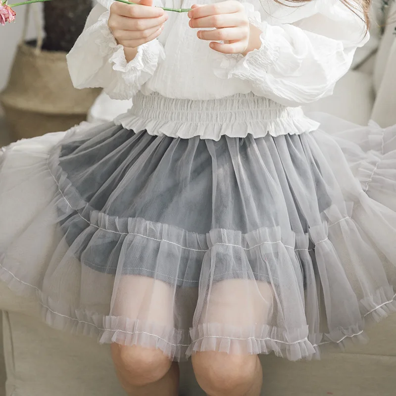

fashion teenage girls skirts 2018 with mesh spring summer autumn tulle skirt girls good quality baby children skirt clothing