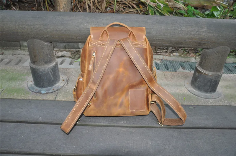 2045 A Verrückten Hochschule Umhängetasche leder Braun Retro Alavchnv Pferden Rucksack Student Wind Männer Brown Gelb qOwWT7a8