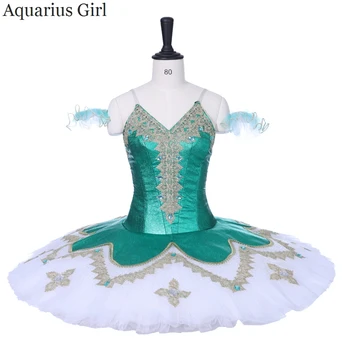 

Adult Women Pancake Tutu Skirt Professional Green White Tutu Ballerina Performance Ballet Costumes Classical Child Size Tutus