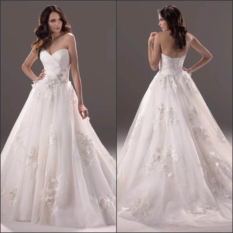Quality wedding dress tube top wedding qi lace applique wedding dress
