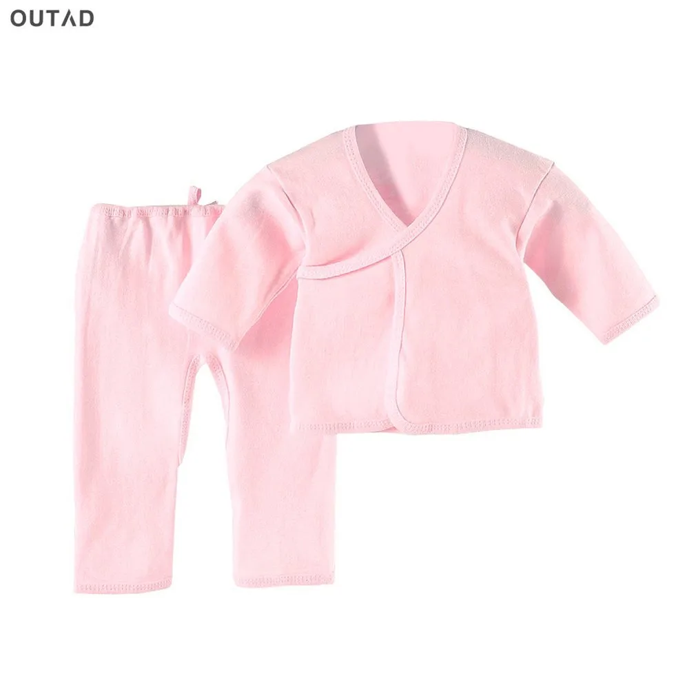OUTAD Детский Костюм удобная одежда для новорожденных мягкое нижнее бельё из чистого хлопка комплект одежды для малышей подходит для 0-3 месяцев все сезоны