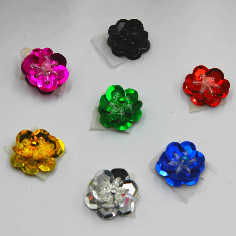 

10 Pieces/Lot 3D Flower Petal Sequined Appliques Cosplay Diy Sewing Apparel Trims Dress Beading Sewing Trims Various Colors 2CM