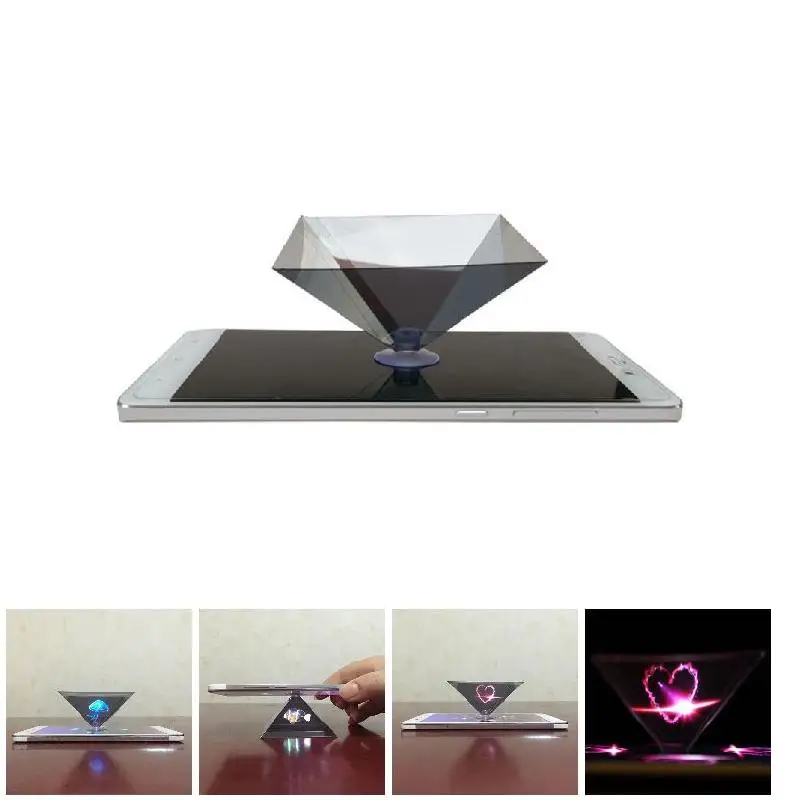 

New Design 3D Hologram Pyramid Display projection& phone Stand suit For Smart Phone TU-shop