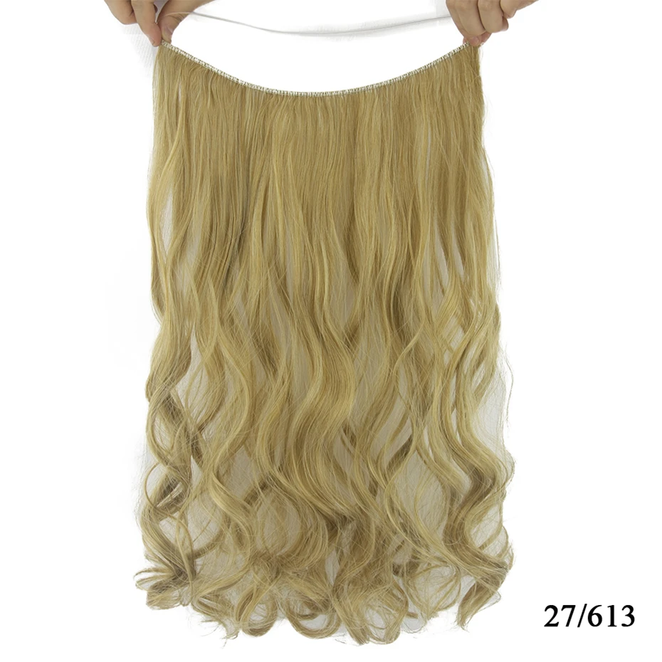 Soowee 10 Цвета 24 ''Длинные Серые блондинка Синтетические волосы жаропрочных шиньоны рыба линия Halo невидимым волнистые Химическое наращивание