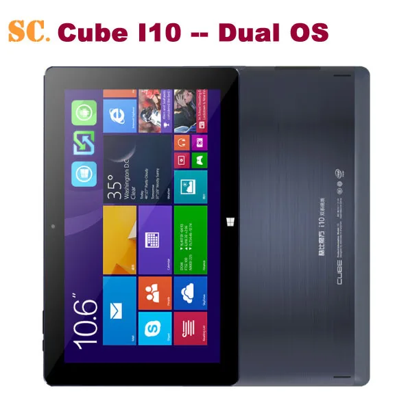  10.6" HD Cube I10 Dual Boot Tablet PC Windows10 Win10+Android 4.4 Dual OS Intel Z3735F Quad Core 2GB RAM 32GB ROM Mini HDMI OTG 