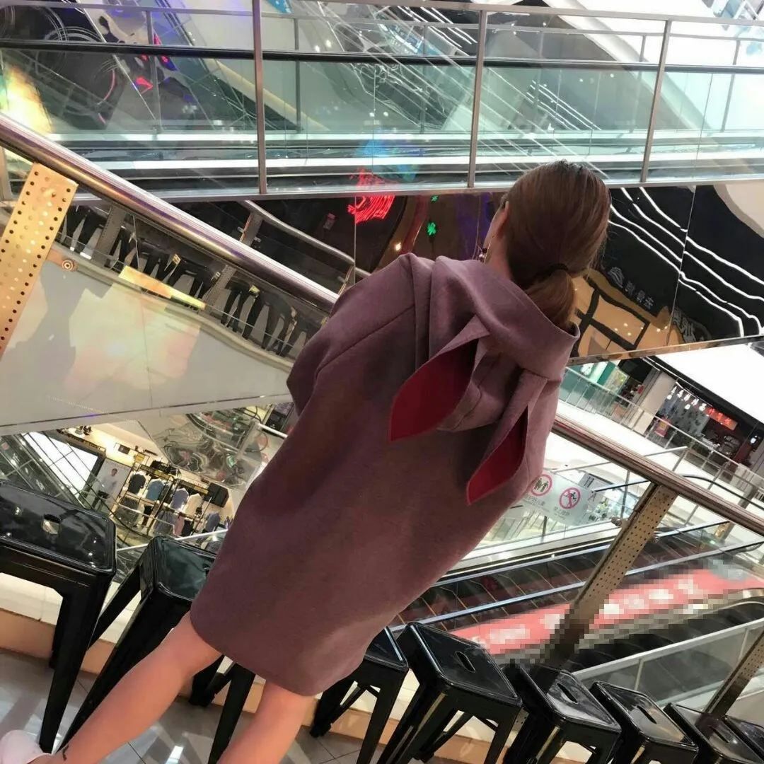 2018 Fashion Hooded Rabbit Ears Women Hoodies New Autumn Winter Long Sweatshirts Dress Casual Long Sleeve Loose Tops 2018 Fashion Hooded Rabbit Ears Women Hoodies New Autumn Winter Long Sweatshirts Dress Casual Long Sleeve Loose Tops