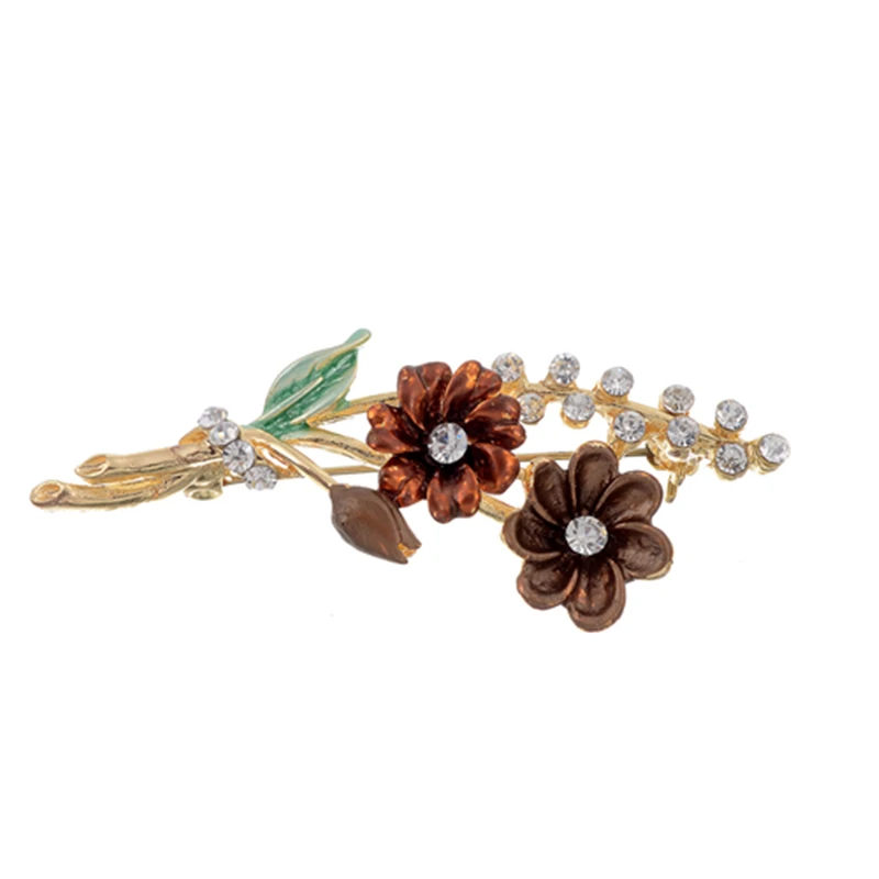 

2018 Colorful Enamel Flower Brooches Female Hijab Pin Corsage Gold Brooch for Women Wedding Dress Badge Accessories Jewelry