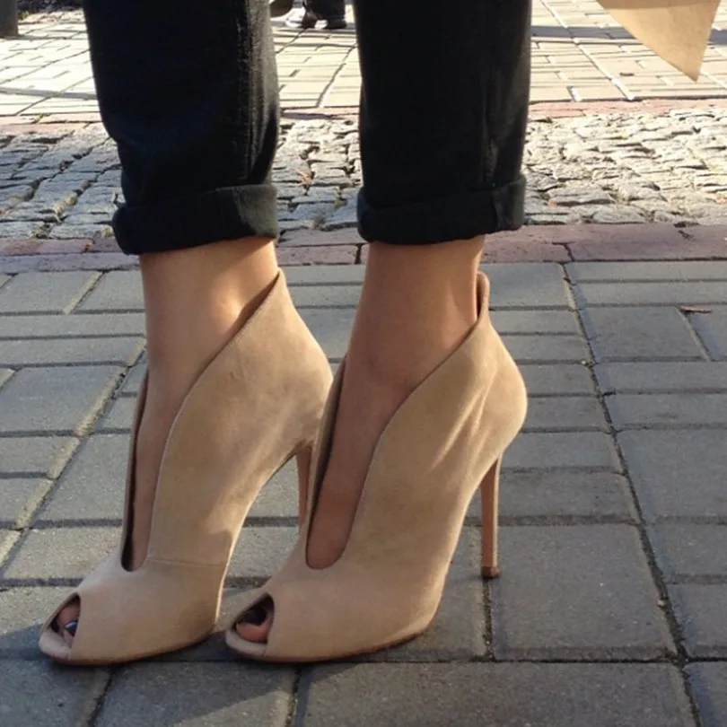 Skup Roni Bouker kobiety z wystającym palcem botki kobieta naturalny zamsz skóra miękka buty damskie botki Lady buty na obcasie ботинки женские