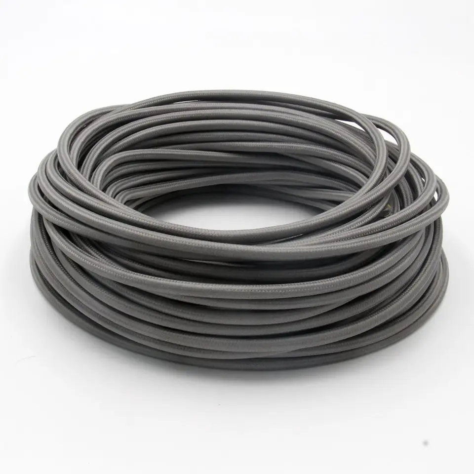 5 Meters 3 Core Black Cable Vintage Antique Braided Twisted Fabric Lighting Cable 5 Meters Woven Silk Flexible Wire Cord Light - View #12