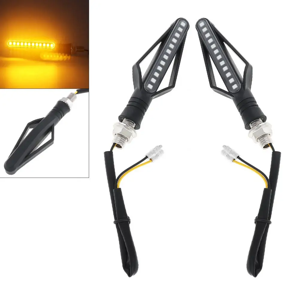 

2pcs 12V 1.5W 3000K ABS Universal Motorcycle Amber Flash Rotating Water Flow LED Turn Signal Light