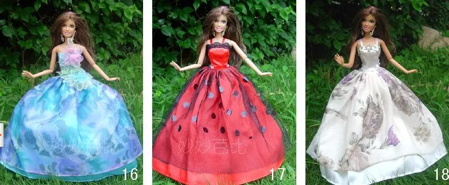 30 предметов = 10 платьев+ 10 туфель+ 10 аксессуаров вечерние платья куклы одежда платье для куклы Барби