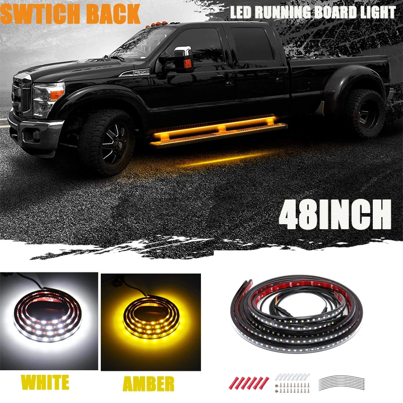 48/" Amber//White 120 LED Flexible turn signal running Truck board strip Light Bar
