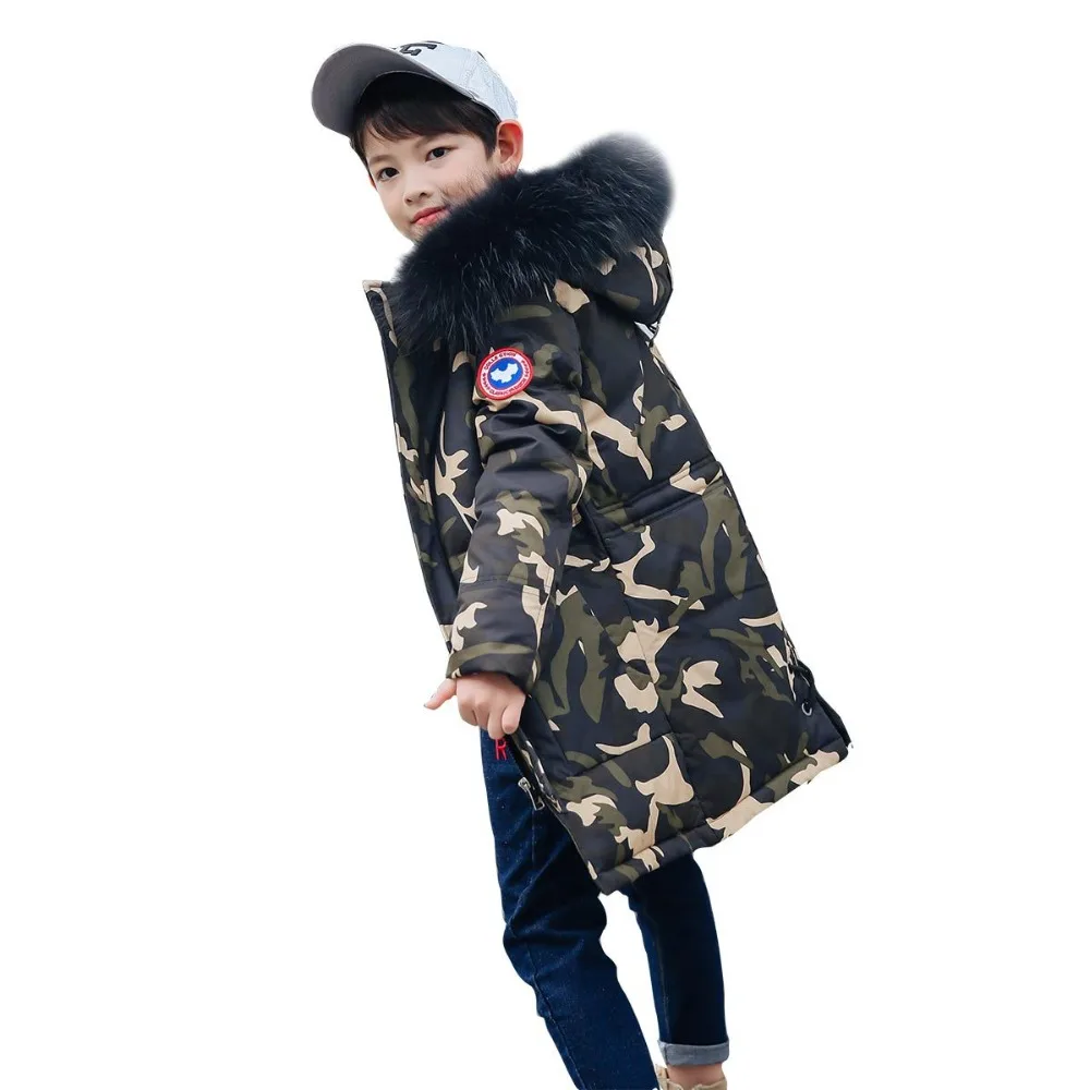 

Children Boys Parka Clothes 2018 Kids Girls Winter Jacket with Fur Collar Long Warm Hooded Cotton Coats Big Size 8 10 12 14 Year