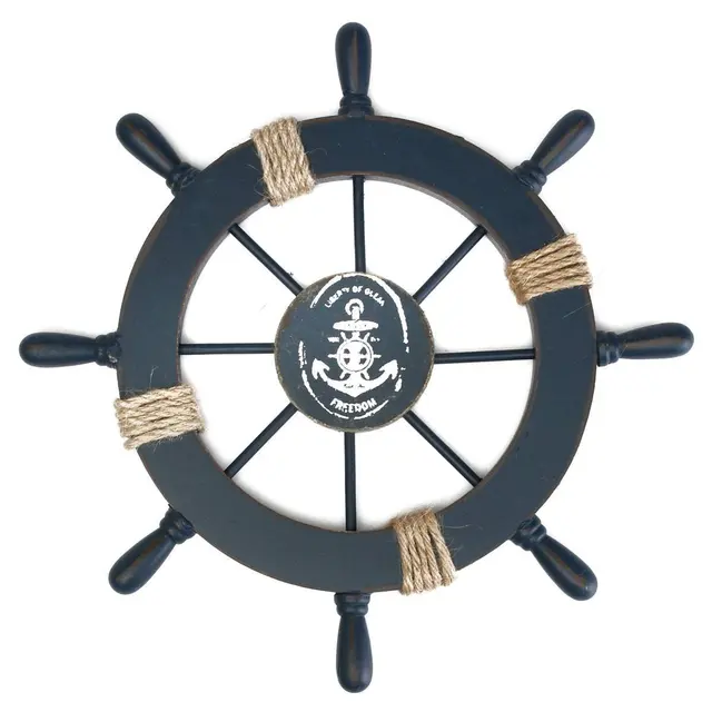 Mediterranean Nautical Wooden Boat Ship Wheel Helm Home Wall Party