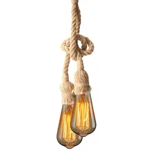 E27 промышленный подвесной светильник с двойной головкой винтажная лампочка эдисона на веревке потолочный домашний Ресторан тематический Декор пеньковая веревка