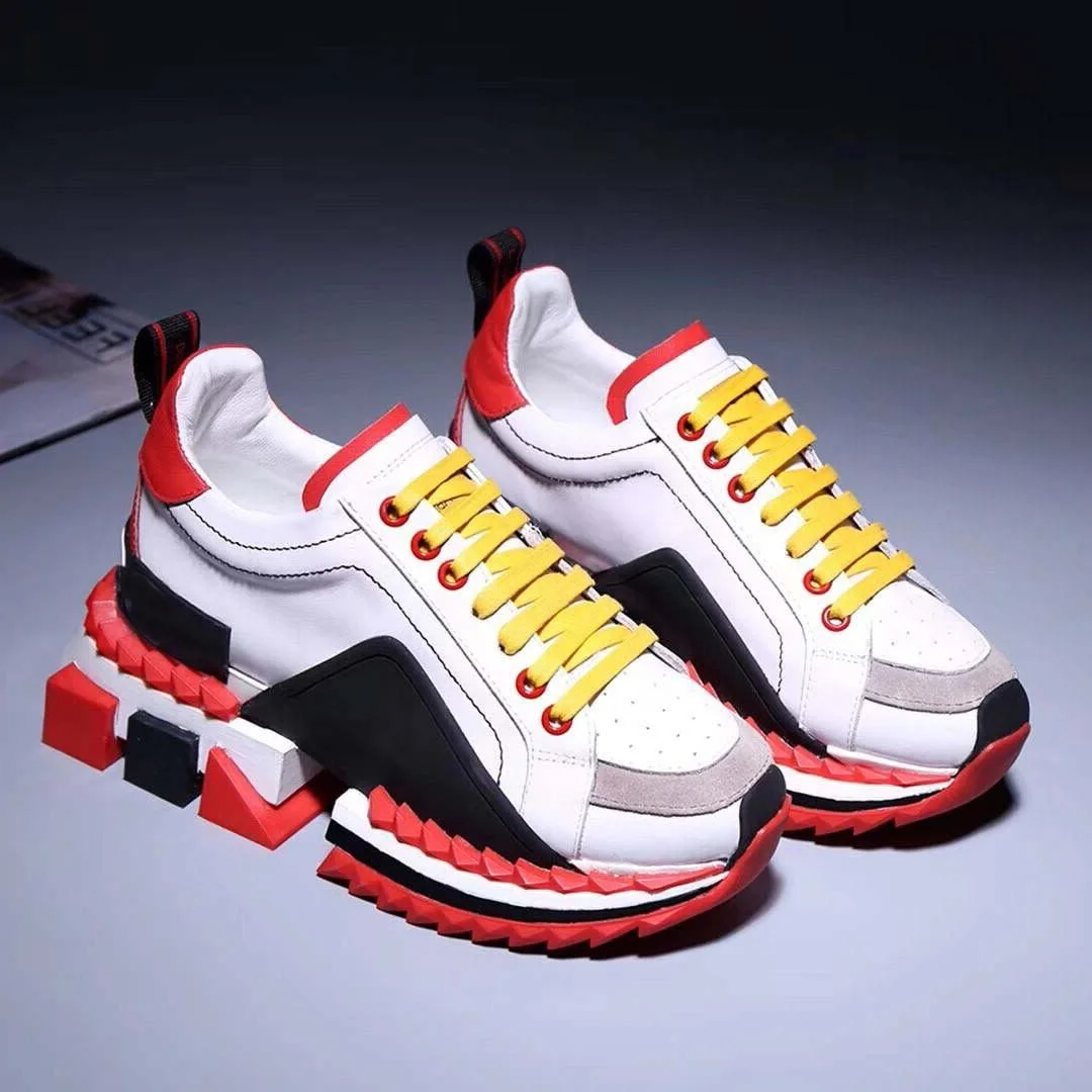 Fondo Grueso Marca 7 Deporte Con 10 5 8 Papá Cuero Las De Mujer Zapatos Super 1 Pisos Cordones Casuales Lujo 4 Mujeres 2019 9 Multicolor 2 La Zapatillas 6 3 Rey qwxxpvPt
