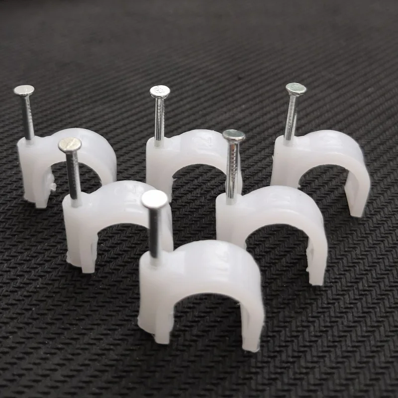 

20mm 200pcs Cable Clips Wire Clips Wire Nails Cable Clamps U Clamp with Nail 200pcs/bag Circle Path Clips for 1/2 Inch