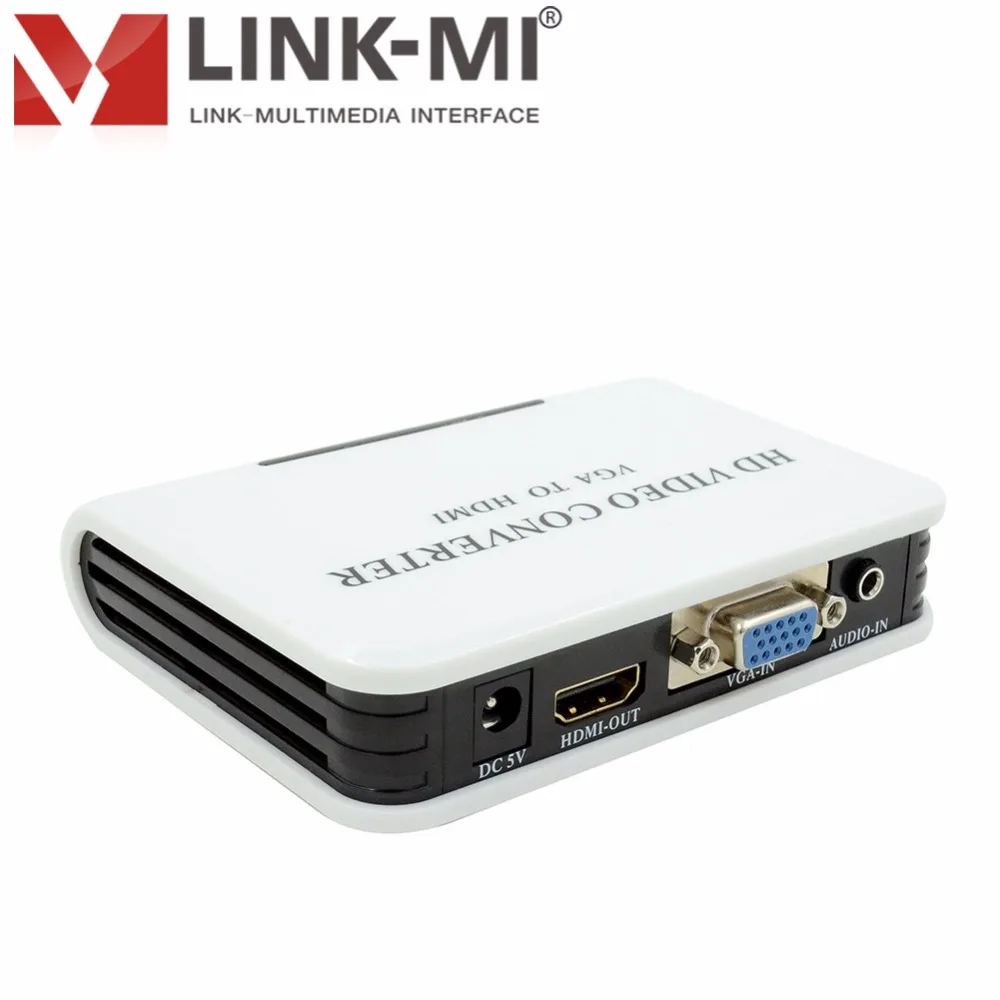 LINK-MI LM-VH04 Full HD видео преобразователь из VGA в HDMI lcd, светодиодный или DLP ТВ входной сигнал до 1920x1080 P@ 60 Гц 1x3,5 мм разъем для наушников