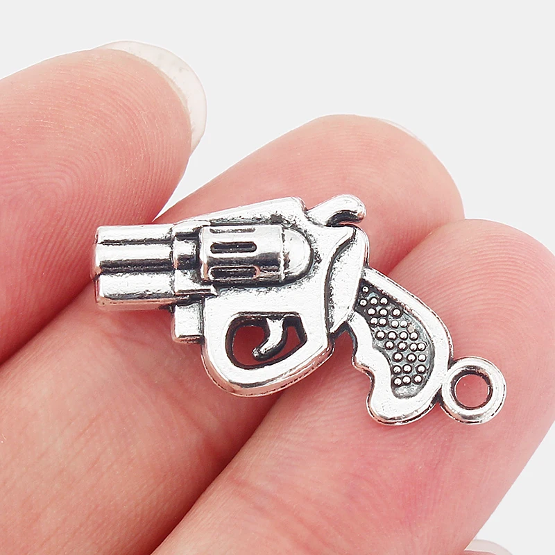 Buy 20Pcs Antique Silver 3D Revolver Hand Gun Pistol