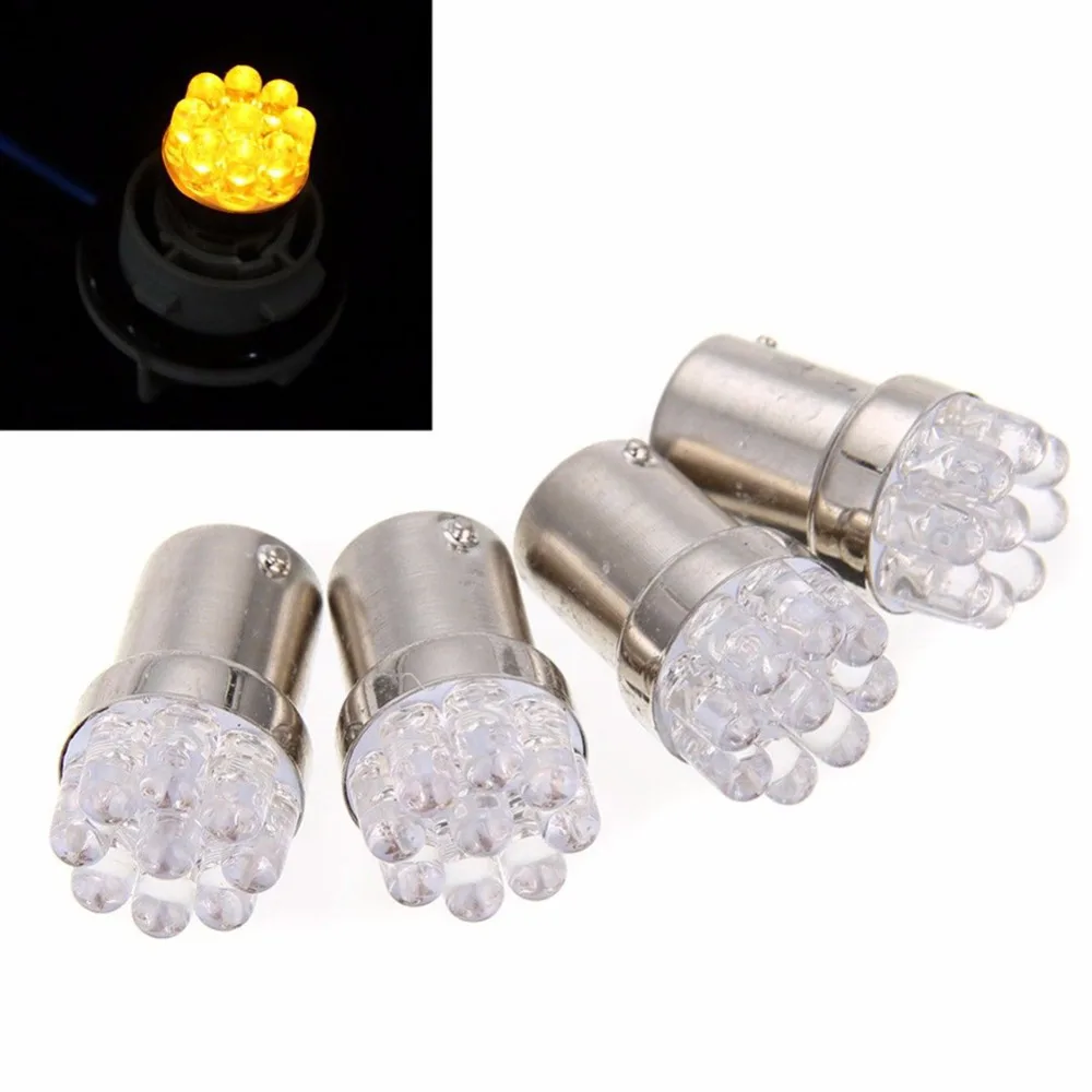 

4PCS Orange/Amber Car 1156 Tail Brake Turn Signal 9 LED Bulb Lamp Light BA15S New